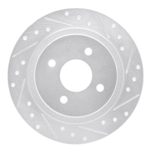 Ford Focus Brake Rotor (1) - Rear Right - R1 Concepts - Drilled & Slotted - Silver - `02-`04